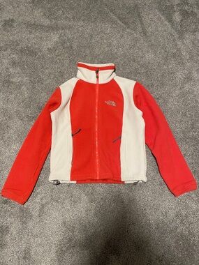 The North Face Red & Cream Zip Fleece Jacket